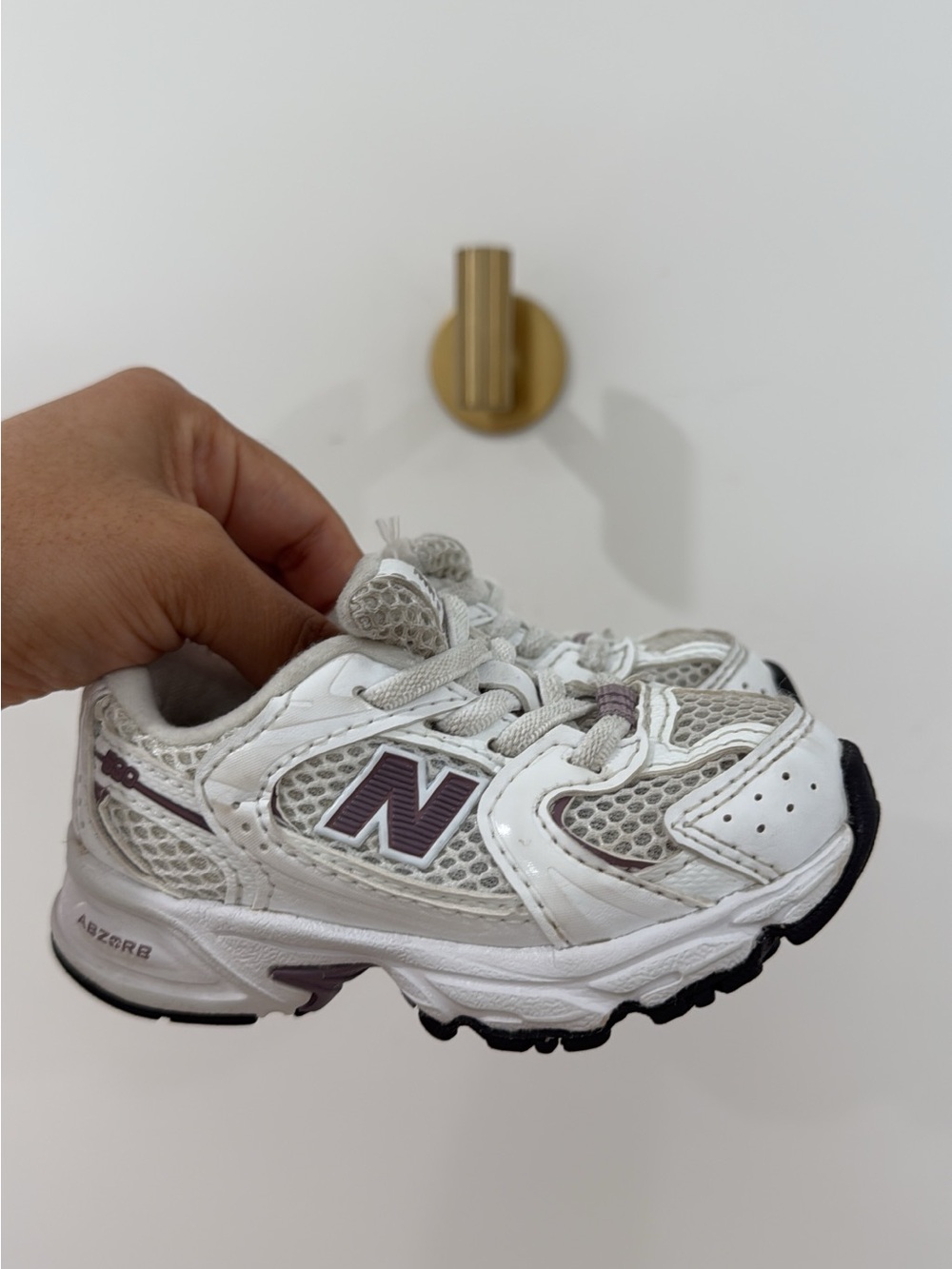 New Balance Kids White & Purple-Accent Running Sneakers